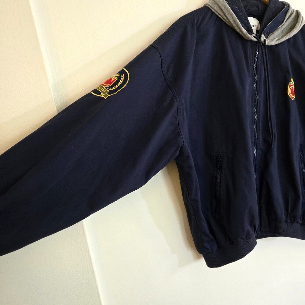 Vintage Capezio Light Weight Navy Cotton Hooded Jacket Size L - Picture 7 of 11